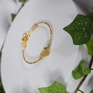 Child's Gold Filled Bangle Bracelet with Pave Heart New